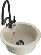 Mexen Diego Granitspüle 1-Becken mit Küchenarmatur Duo, beige - 6512-69-671701-70-B