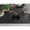 Mexen Diego Granitspüle 1-Becken mit Küchenarmatur Duo, schwarz/gold metallic - 6512-75-671701-57-B