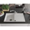 Mexen Bruno Granitspüle 1-Becken mit Abtropffläche und Küchenarmatur Duo, weiß - 6513-20-671701-07-B