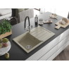 Mexen Bruno granitspüle 1-becken mit abtropfbereich und küchenarmatur Duo, beige - 6513-69-671701-07