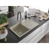Mexen Bruno Granitspüle 1-Becken mit Abtropffläche und Küchenarmatur Duo, beige - 6513-69-671701-07