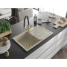 Mexen Bruno Granitspüle 1-Becken mit Abtropffläche und Küchenarmatur Duo, beige - 6513-69-671701-57-G