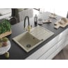Mexen Bruno Granitspüle 1-Becken mit Abtropffläche und Küchenarmatur Duo, beige - 6513-69-671701-57-B
