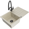 Mexen Bruno Granitspüle 1-Becken mit Abtropffläche und Küchenarmatur Duo, beige - 6513-69-671701-70-B