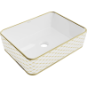 Mexen Catia Aufsatzwaschbecken 48 x 37 cm, weiß/gold kariertes Muster - 21314809