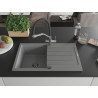 Mexen Bruno 1-Komponenten Granitspüle mit Abtropffläche und Duo-Küchenarmatur, grau - 6513-71-671701-07-B