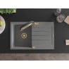 Mexen Bruno 1-Becken Granitspüle mit Abtropffläche und Küchenarmatur Duo, grau - 6513-71-671701-57-G