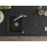 Mexen Bruno Granitspüle 1-Becken mit Abtropffläche und Küchenarmatur Duo, schwarz/gold metallic - 6513-75-671701-07