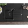 Mexen Bruno Granitspüle mit einer Kammer, Abtropffläche und Küchenarmatur Duo, schwarz - 6513-77-671701-70-B