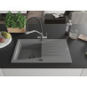 Mexen Cesar 1-Kammer Granitspüle mit Abtropffläche und Küchenarmatur Duo, grau - 6514-71-671701-07-B