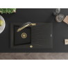 Mexen Cesar Granitspüle 1-Becken mit Abtropffläche und Küchenarmatur Duo, schwarz/gold metallic - 6514-75-671701-57-G