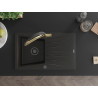 Mexen Cesar Granitspüle 1-Becken mit Abtropffläche und Küchenarmatur Duo, schwarz/gold metallic - 6514-75-671701-57-B