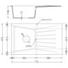Mexen Cesar Granitspüle 1-beckig mit Abtropffläche und Küchenarmatur Duo, schwarz gesprenkelt - 6514-76-671701-57-G