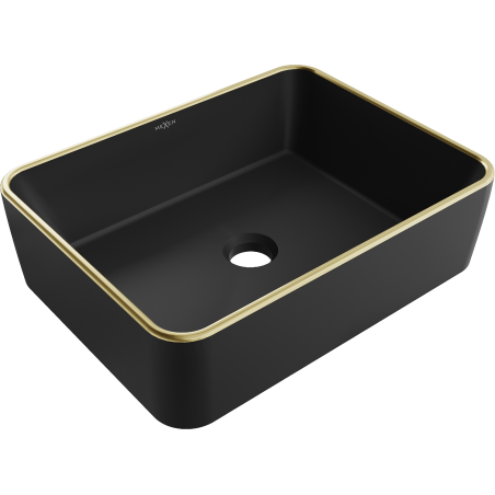 Mexen Catia Aufsatzwaschbecken 48 x 37 cm, schwarz matt/goldener Rand - 21314875