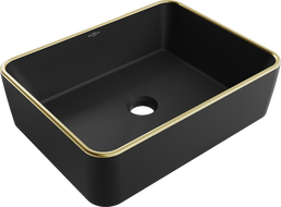 Mexen Catia Aufsatzwaschbecken 48 x 37 cm, schwarz matt/goldener Rand - 21314875