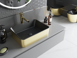 Mexen Catia Aufsatzwaschbecken 48 x 37 cm, schwarz matt/gold - 21314876