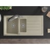 Mexen Andres Granitspüle 1,5 Becken mit Abtropffläche und Küchenarmatur Duo, beige - 6515-69-671701-07