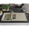 Mexen Andres Granitspüle 1,5 Becken mit Abtropffläche und Küchenarmatur Duo, beige - 6515-69-671701-07-B