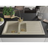 Mexen Andres Granitspüle 1,5-Becken mit Abtropffläche und Küchenarmatur Duo, beige - 6515-69-671701-57-G