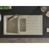 Mexen Andres Granitspüle 1,5-beckig mit Abtropffläche und Küchenarmatur Duo, beige - 6515-69-671701-57-G
