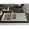 Mexen Andres Granitspüle 1,5-Kammern mit Abtropffläche und Küchenarmatur Duo, beige - 6515-69-671701-57-B