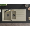 Mexen Andres Granitspüle 1,5-Kammern mit Abtropffläche und Küchenarmatur Duo, beige - 6515-69-671701-57-B