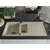 Mexen Andres granit Spüle 1,5-Becken mit Abtropffläche und Küchenarmatur Duo, beige - 6515-69-671701-70-B