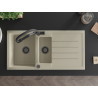 Mexen Andres Granitspüle 1,5-Becken mit Abtropffläche und Küchenarmatur Duo, beige - 6515-69-671701-70-B