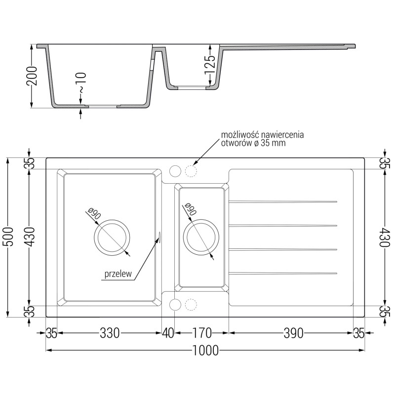 Mexen Andres Granitspüle 1,5-beckig mit Abtropffläche und Küchenarmatur Duo, grau - 6515-71-671701-57-B