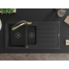 Mexen Andres Granitspüle 1,5-fach mit Abtropffläche und Küchenarmatur Duo, schwarz/silber - 6515-73-671701-57-B