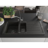 Mexen Andres Granitspüle 1,5-Becken mit Abtropffläche und Küchenarmatur Duo, Schwarz/Gold Metallic - 6515-75-671701-07-B
