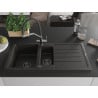 Mexen Andres Granitspüle 1,5-fach mit Abtropffläche und Küchenarmatur Duo, schwarz/gold metallic - 6515-75-671701-07-B
