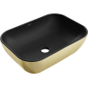 Mexen Rita Aufsatzwaschbecken 45 x 32 cm, Schwarz matt/Gold - 21084576