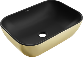 Mexen Rita Aufsatzwaschbecken 45 x 32 cm, Schwarz matt/Gold - 21084576