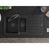 Mexen Andres Granitspüle 1,5-Bowl mit Abtropffläche und Küchenarmatur Duo, schwarz - 6515-77-671701-70-B
