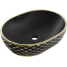 Mexen Viki Aufsatzwaschbecken 48 x 35 cm, schwarz matt/gold, Karomuster - 21054879