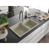 Mexen Tomas granitspüle 2-becken mit Küchenarmatur Duo, beige - 6516-69-671701-07