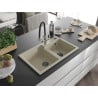 Mexen Tomas Granitspüle 2-Kammer mit Küchenarmatur Duo, beige - 6516-69-671701-07-B