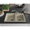 Mexen Tomas Granitspüle 2-Kammer mit Küchenarmatur Duo, beige - 6516-69-671701-07-B