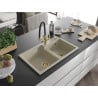 Mexen Tomas Granitspüle 2-Kammern mit Küchenarmatur Duo, beige - 6516-69-671701-57-G