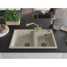 Mexen Tomas Granitspüle 2-beckig mit Küchenarmatur Duo, beige - 6516-69-671701-57-B