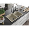 Mexen Tomas Granitspüle 2-Kammer mit Küchenarmatur Duo, beige - 6516-69-671701-70-B