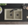 Mexen Tomas Granitspüle 2-Kammer mit Küchenarmatur Duo, beige - 6516-69-671701-70-B