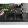 Mexen Tomas granit spülbecken 2-kammer mit küchenarmatur Duo, schwarz/gold metallic - 6516-75-671701-57-B