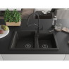 Mexen Tomas Granitspüle 2-Kammer mit Küchenarmatur Duo, schwarz/gold metallic - 6516-75-671701-70-B