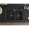Mexen Tomas Granitspüle 2-Kammer mit Küchenarmatur Duo, schwarz/gold metallic - 6516-75-671701-70-B