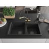Mexen Tomas Granit-Spüle 2-Kammern mit Küchenarmatur Duo, schwarz - 6516-77-671701-57-B