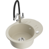 Mexen Kevin Granitspüle 1-Becken mit Küchenarmatur Duo, beige - 6517-69-671701-07
