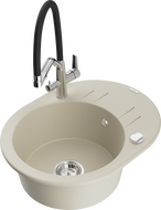 Mexen Kevin Granitspüle 1-Becken mit Küchenarmatur Duo, beige - 6517-69-671701-07