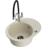 Mexen Kevin Granitspüle 1-becken mit Küchenarmatur Duo, beige - 6517-69-671701-07-B